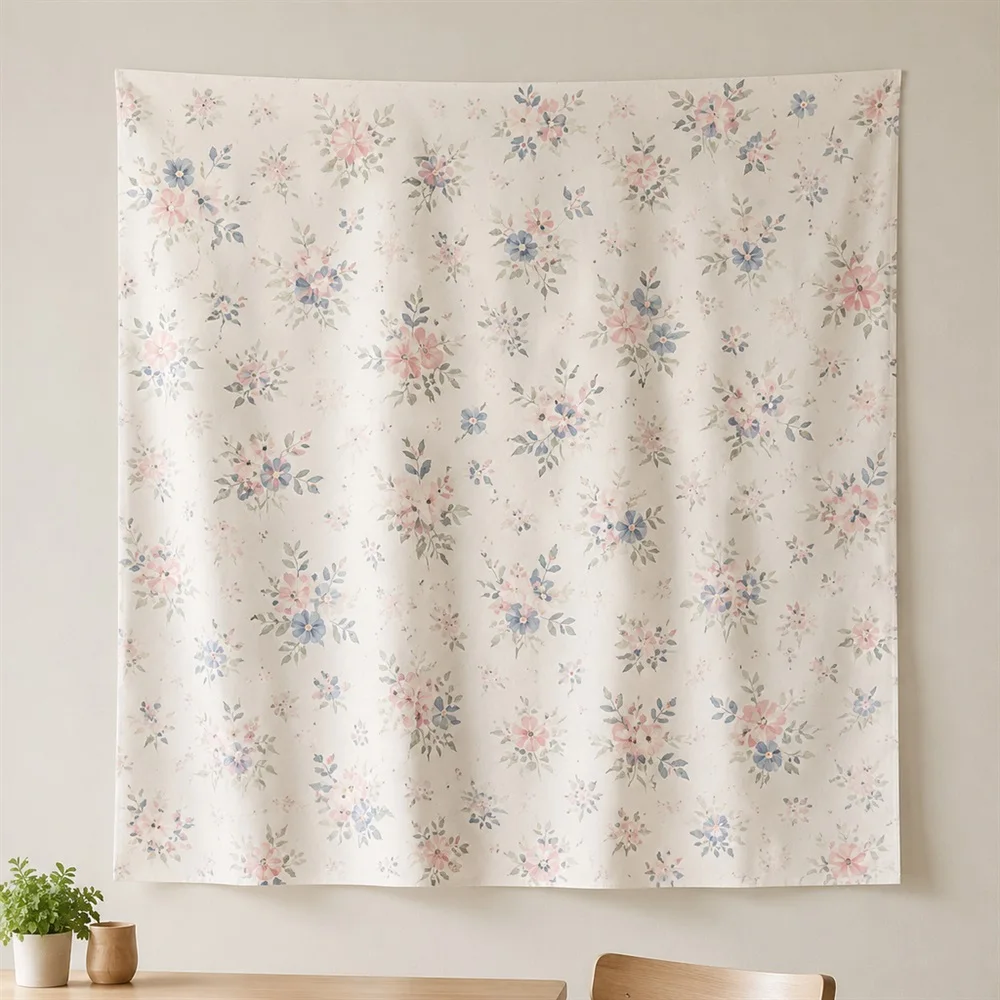 VIKAMA Ditsy Floral Pattern Clustered Groups Tapestry Wall Hanging, Korean Wall Art Tapestries for Living Room Bedroom Kids Room