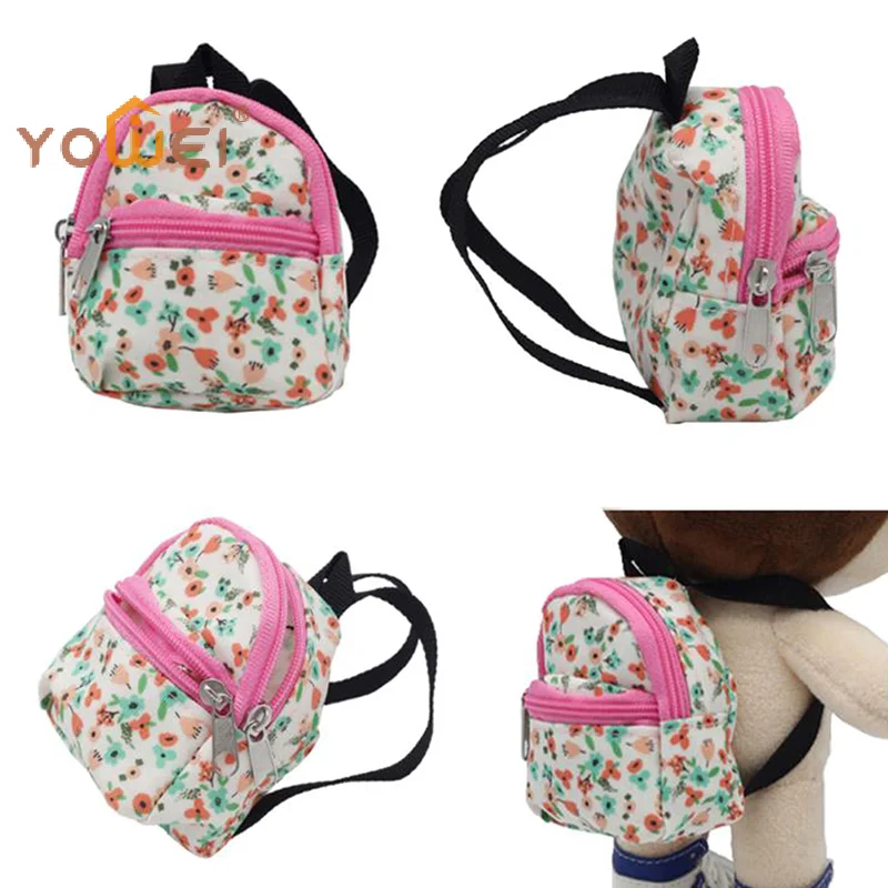 Latest 1:6 1:12 Dollhouse Miniature Flower Backpack Schoolbag Dolls Accessories