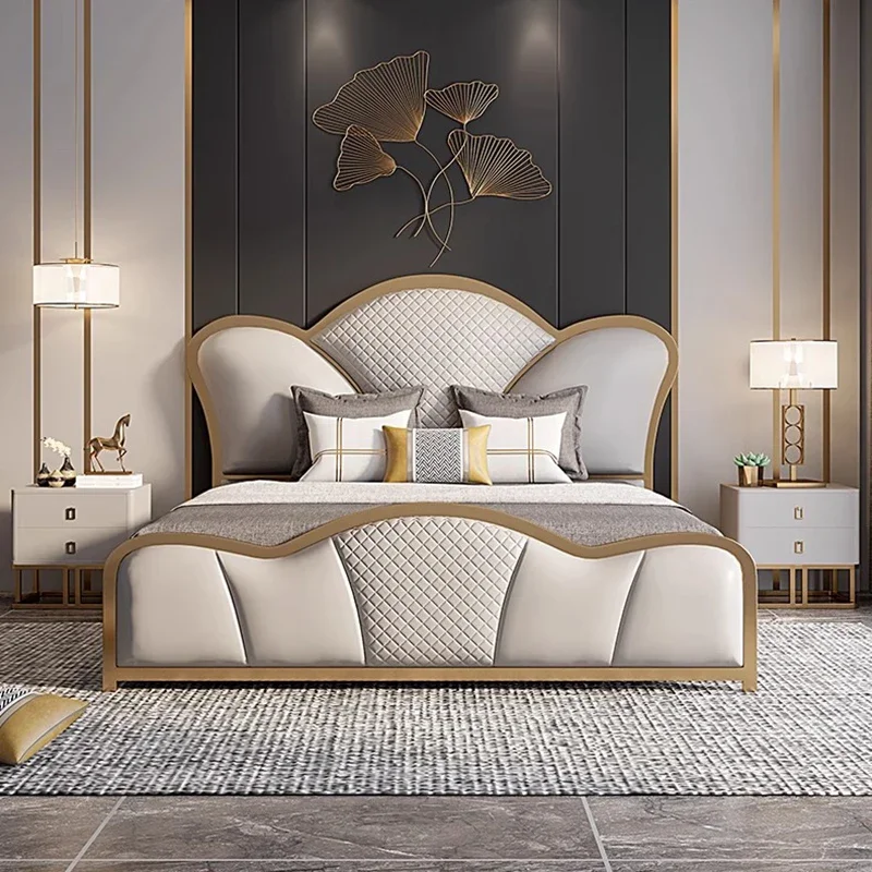 

Leather Bedroom Full Bed Modern Sofa Headboards Human Dog Massage Bed Design European Princess Sleeping Muebles Patio Furniture