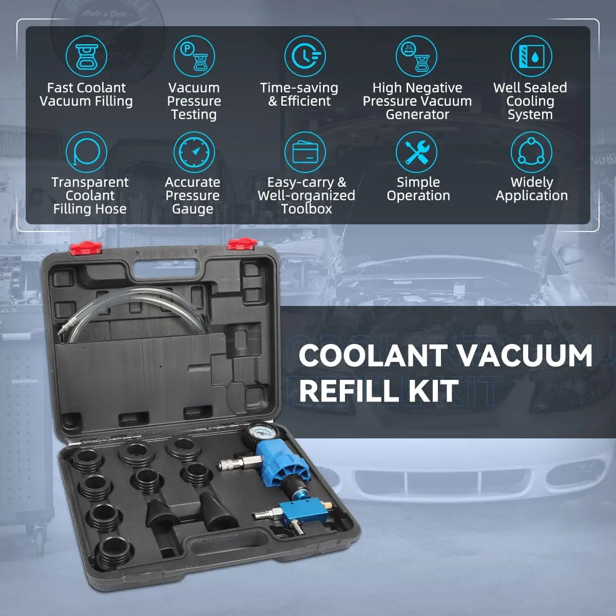 LUTIFIX Coolant Vacuum Refill Kit Upgraded Efficient Cooling System Vacuum Purge & Refill Kit Well-sealed Coolant Refill Kit