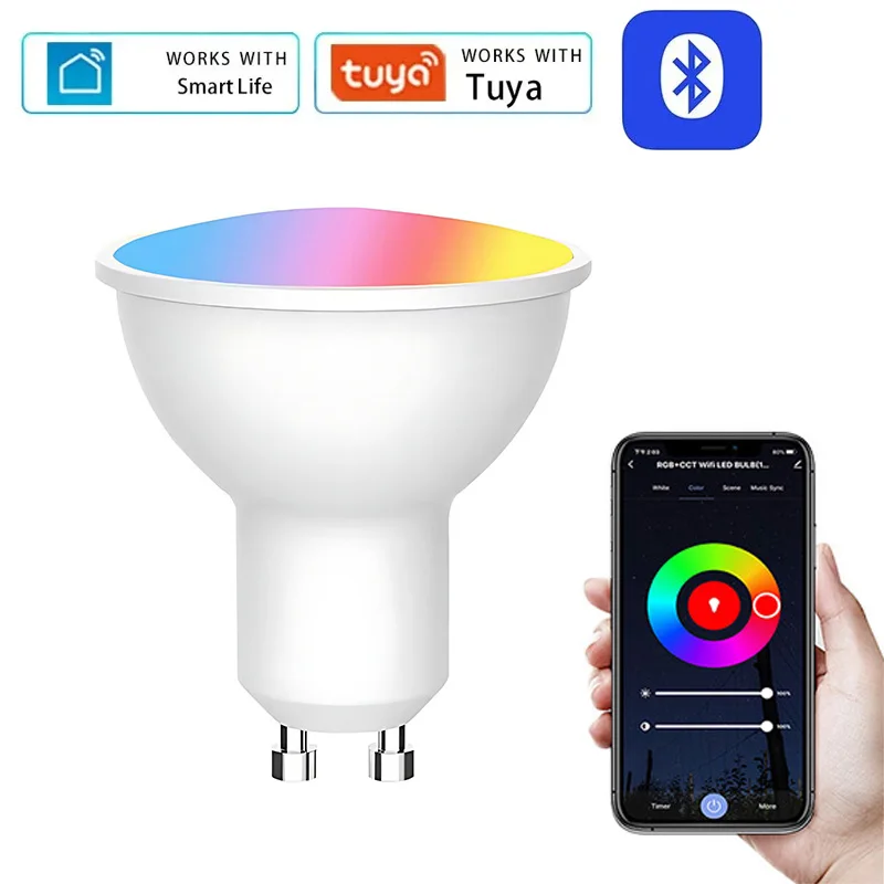 

GU10 Bluetooth лампа Tuya умная лампа RGB 220 В RGB светодиодные лампы умная светодиодная лампа с регулируемой яркостью прожектор для комнаты домашний декор