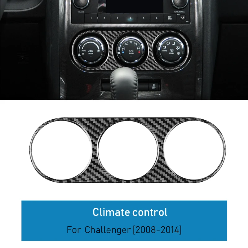 

Car Air Conditioning AC Control Panel Frame Cover Real Dry Carbon Fiber Sticker for Dodge Challenger 2008-2014 Interior Upgrade