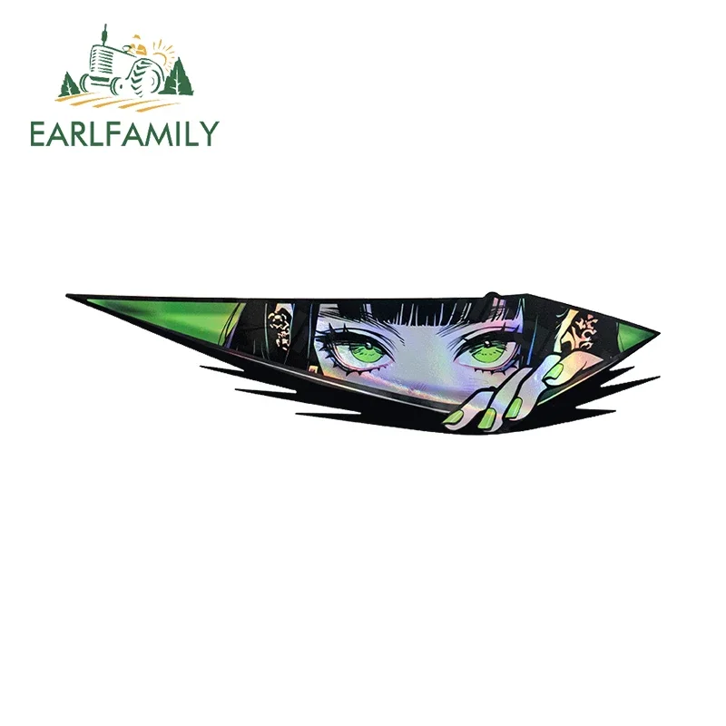 

EARLFAMILY 13cm for Cute Anime Girl Eye Slap 3D Car Stickers Scratch-Proof Cartoon Decals Waterproof Creative Decor Car Goods