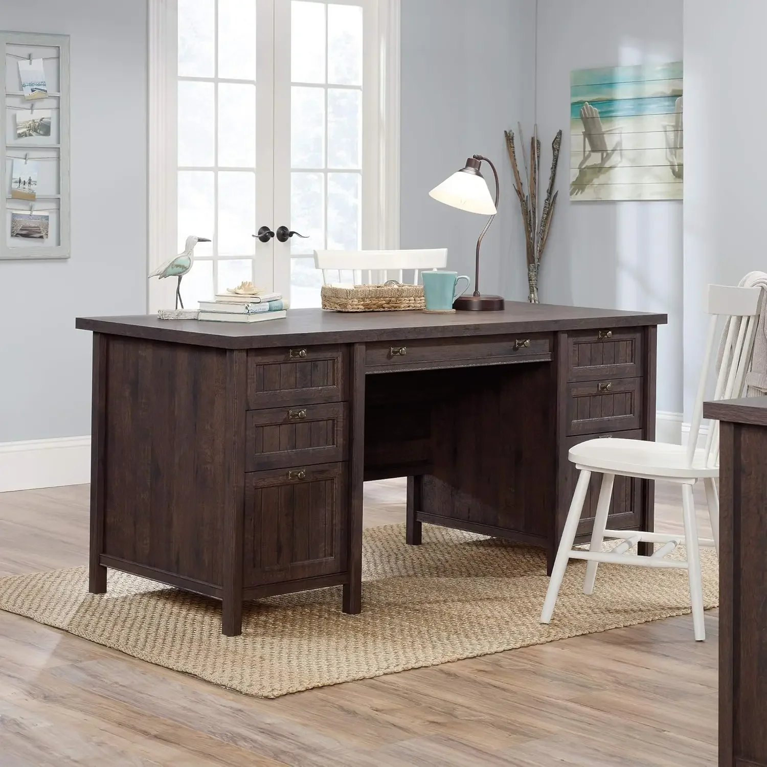 

Costa Executive Desk, W 65.118 X D 29.528 X H 30.00, Coffee Oak finish