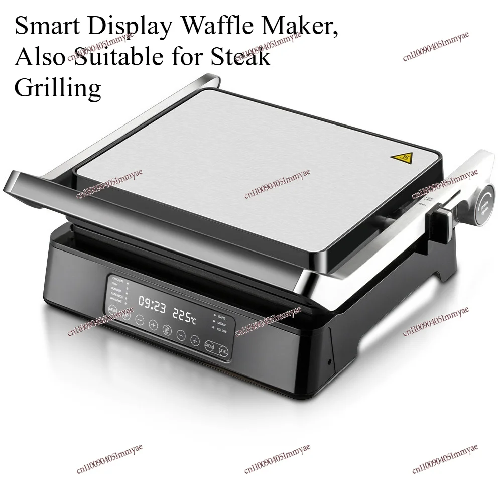 2-in-1 Breakfast Machine Detachable Plate Steak Sandwich Waffle Maker with Display