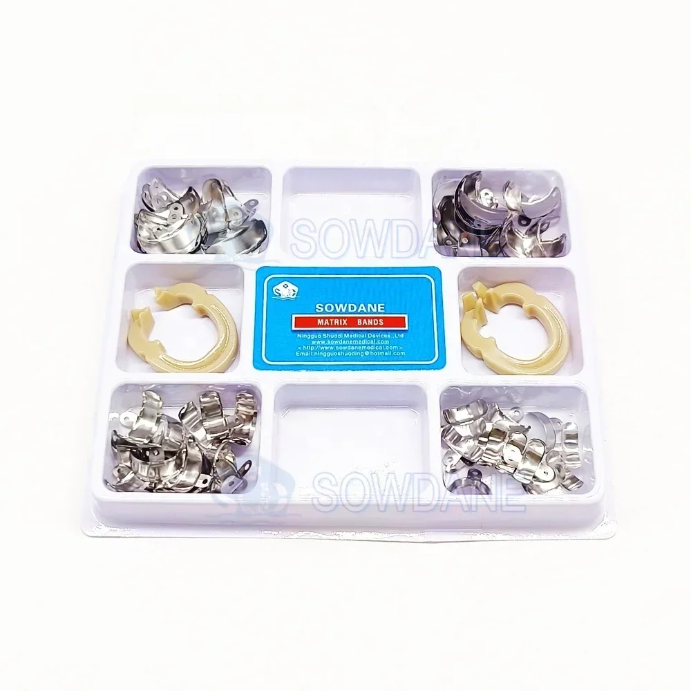 80pcs New Dentals M4 matrices Sectionals Contoureds Metal Matrices Wedges set with Autoclavables Clip Ring