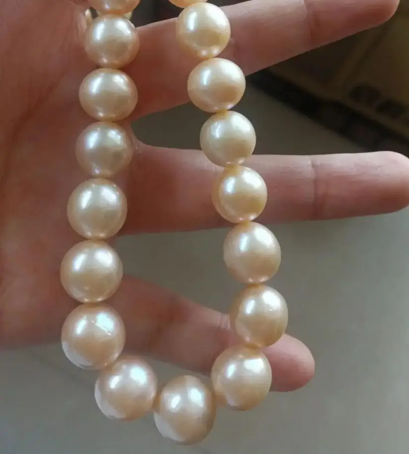 Brand new pearl necklace AAAA 11-12mm natural Japanese Akoya pink round pearl necklace 925s 16/18/20/22 inch real photo