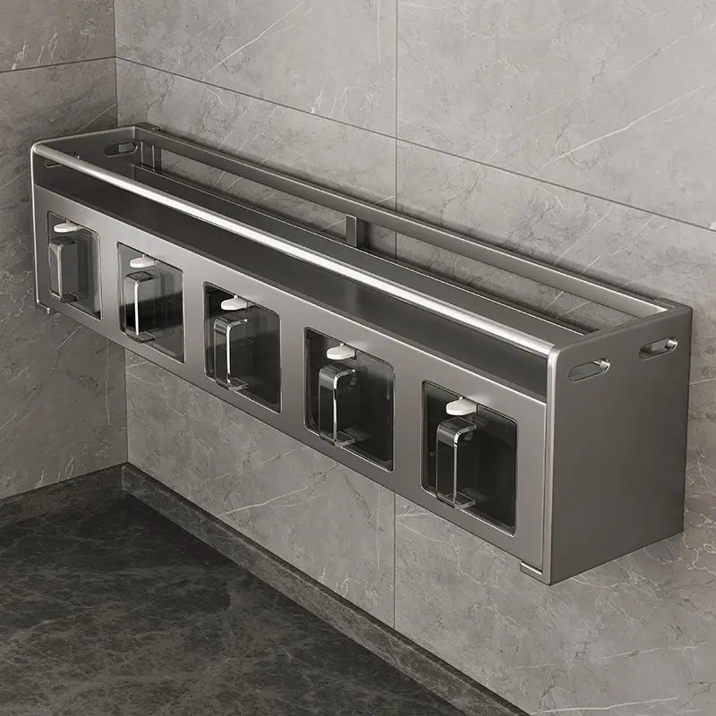 

Настенная полка для специй без сверления, многофункциональный комбинированный набор, контейнер для приправ, для домашнего использования, из алюминия