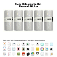 Clear Holographic Dot,Transparent Self-Adhesive Thermal Paper Rolls: 57mm X 3m, Compatible with Most Mini Printers