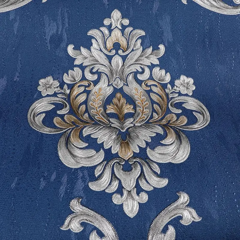 

European Blue Damask Wallpaper Roll 3D Embossed Pvc Home Decoration Wallpaper for Living Room Bedroom