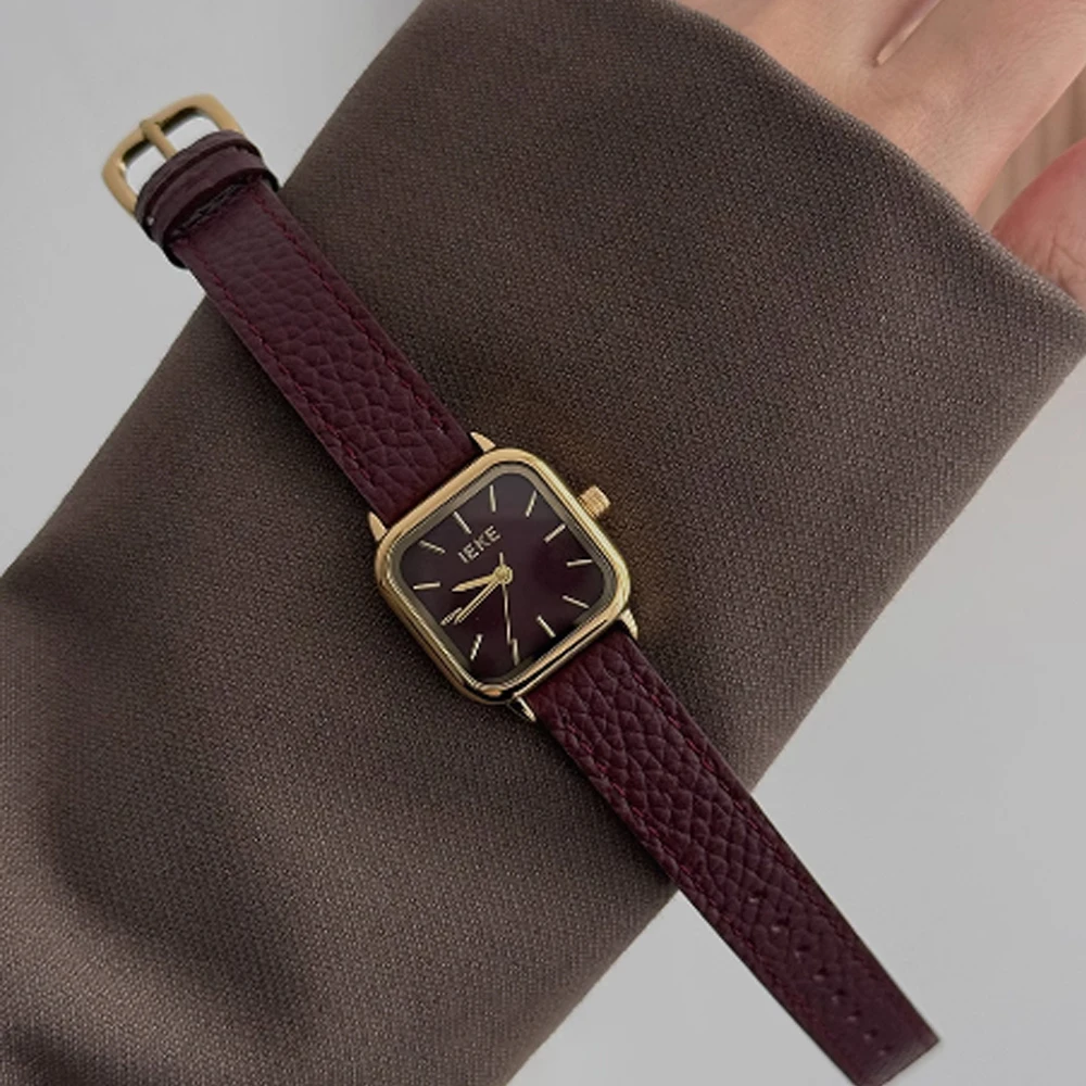 Fashion temperament minimalist luxury square dial with red belt with quartz women's watch
