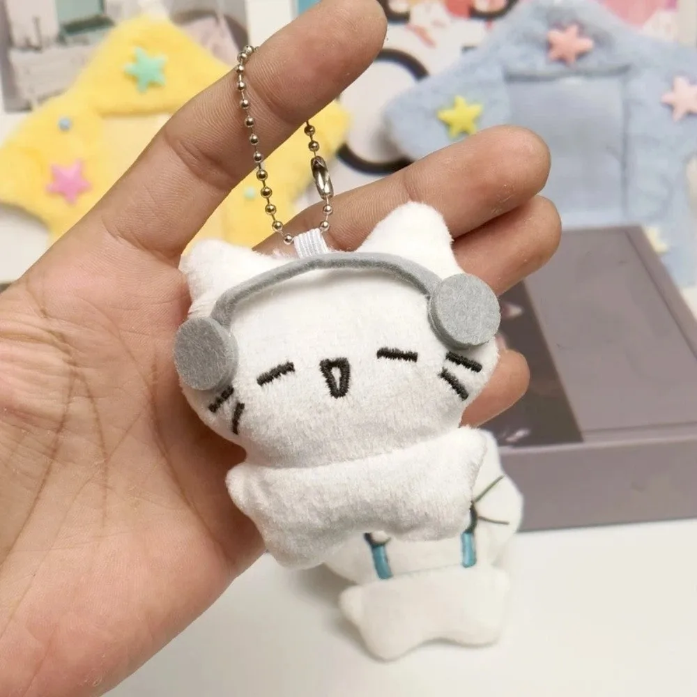 Creative Funny Earphones Cat Pendant Cartoon Bag Hanging Sad Cat Keychain Key Ring Gift