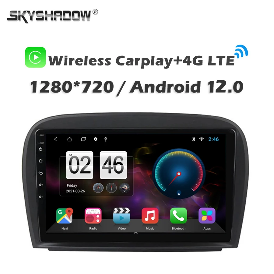 360 Camera 8G+256G Carplay Auto Android 13.0 Car DVD Player GPS Map WIFI Bluetooth RDS Radio For Benz SL-Class R230 2006-2011