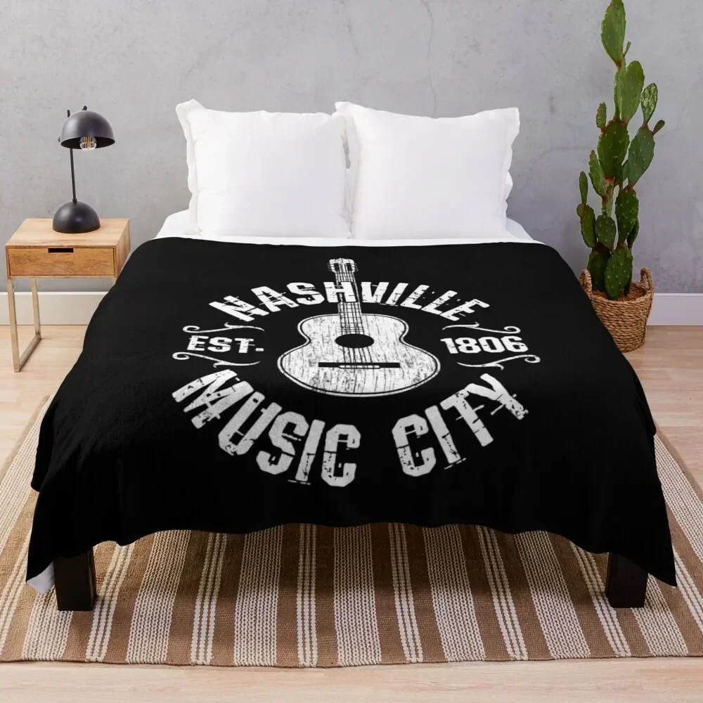 

Nashville Music City USA Country Music Gift Throw Blanket Shaggy Furry Soft Blanket for Bedroom Living Room