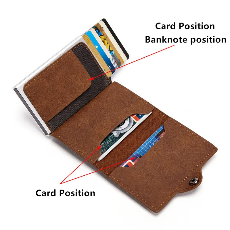 Portafoglio da uomo Airtag nuovo portamonete in metallo con cerniera corta in vera pelle con porta carte di credito antifurto Rfid