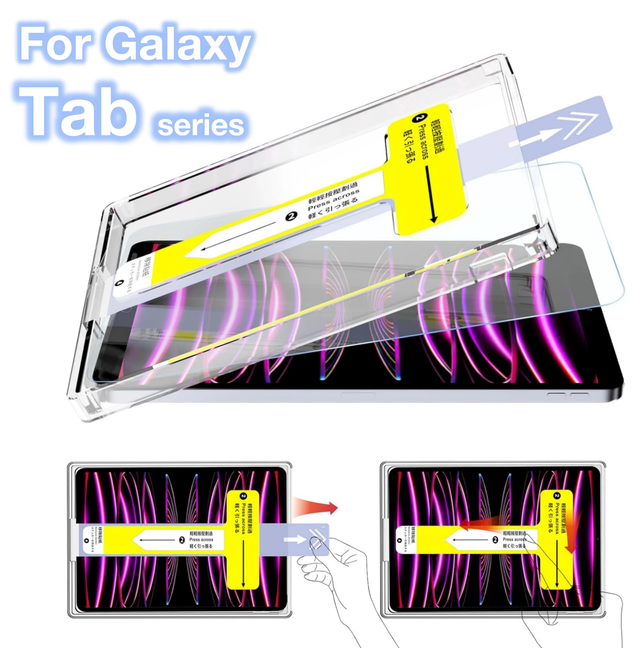 Für Galaxy Tab S7 S8 S9 S10 S11 Fe Lite Plus + Pad Gehärtetes Glas Displayschutzfolie Einfache Installation Auto-Staubentfernungs-Kit