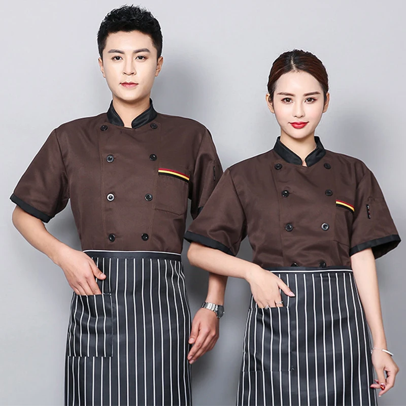 High Quality Chef Jacket Uniform for Kitchen Bakery Coffee Shop Short Sleeve Workwear Breathable Catering Restaurant Clothes