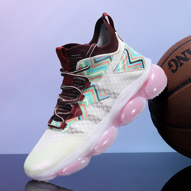 

Big Size 39-47 Basketball Sneakers for Men Breathable Basketball Boots Shock-Absorbant High-top Sneakers Training Athletic Shoes