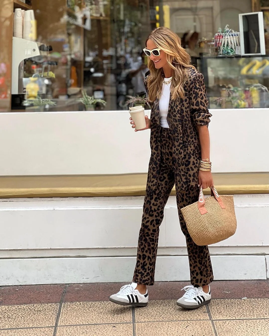 Women Leopard 2 Piece Blazer Sets Fall Long Sleeve Blazer And Slim Fit Pants Suits Y2K Street Work Office Two Piece Outfits