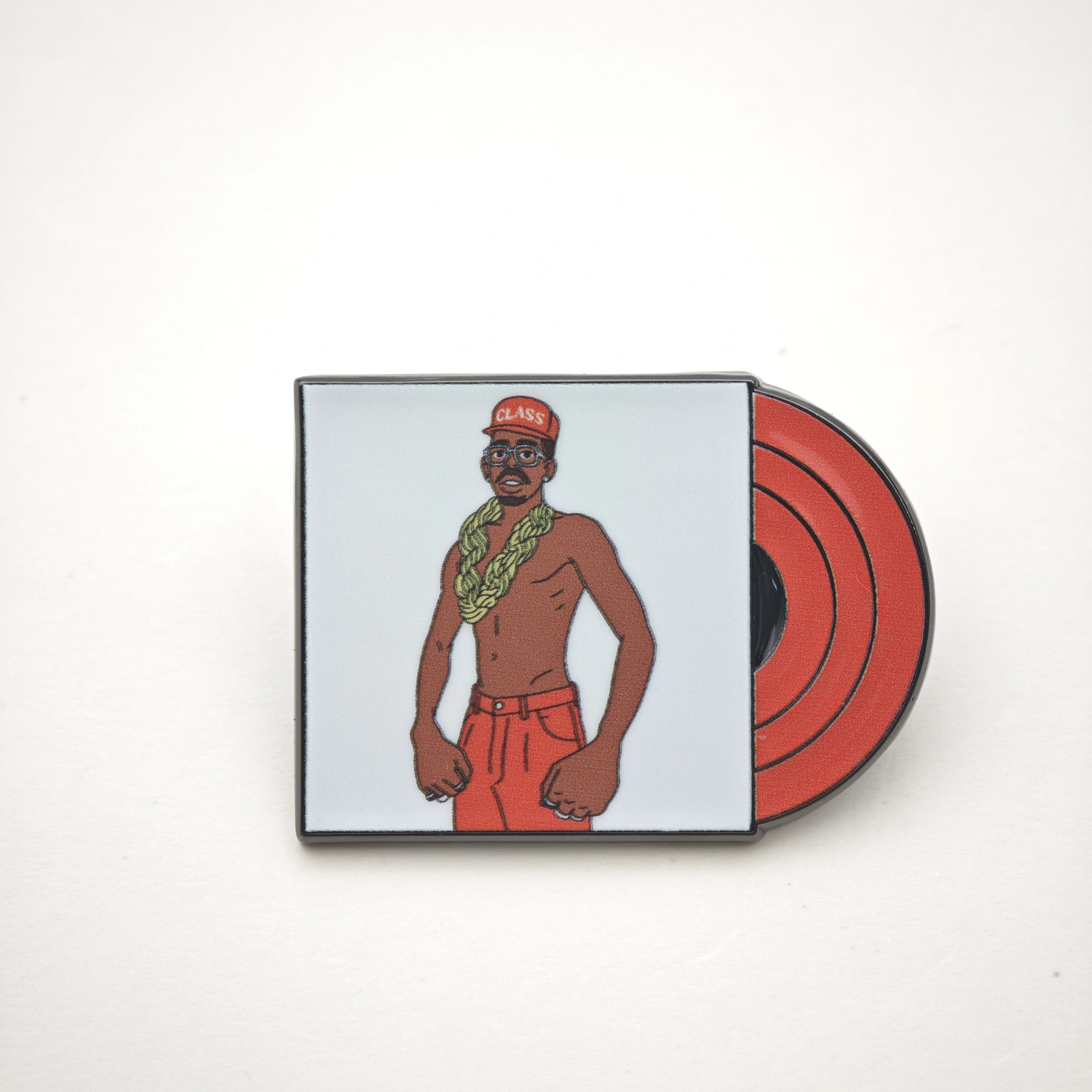 Hip-Hop Glang Cartoon Brosche Goldkette Herren Charakter Reversnadel Rote Vinyl-Schallplatten-Abzeichen Streetwear Rap Fan Schmuck Geschenk – Detail 10
