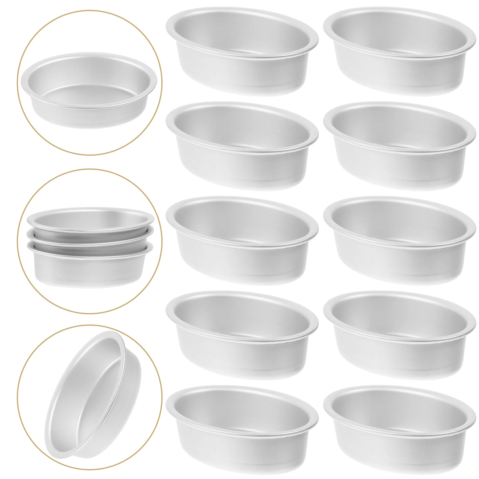 

10 Pcs Bread Loaf Pan with Lid Oval Mold Flan Cake Baking Pans Set Nonstick Tin Mini Tins Silver Cheesecake Molds