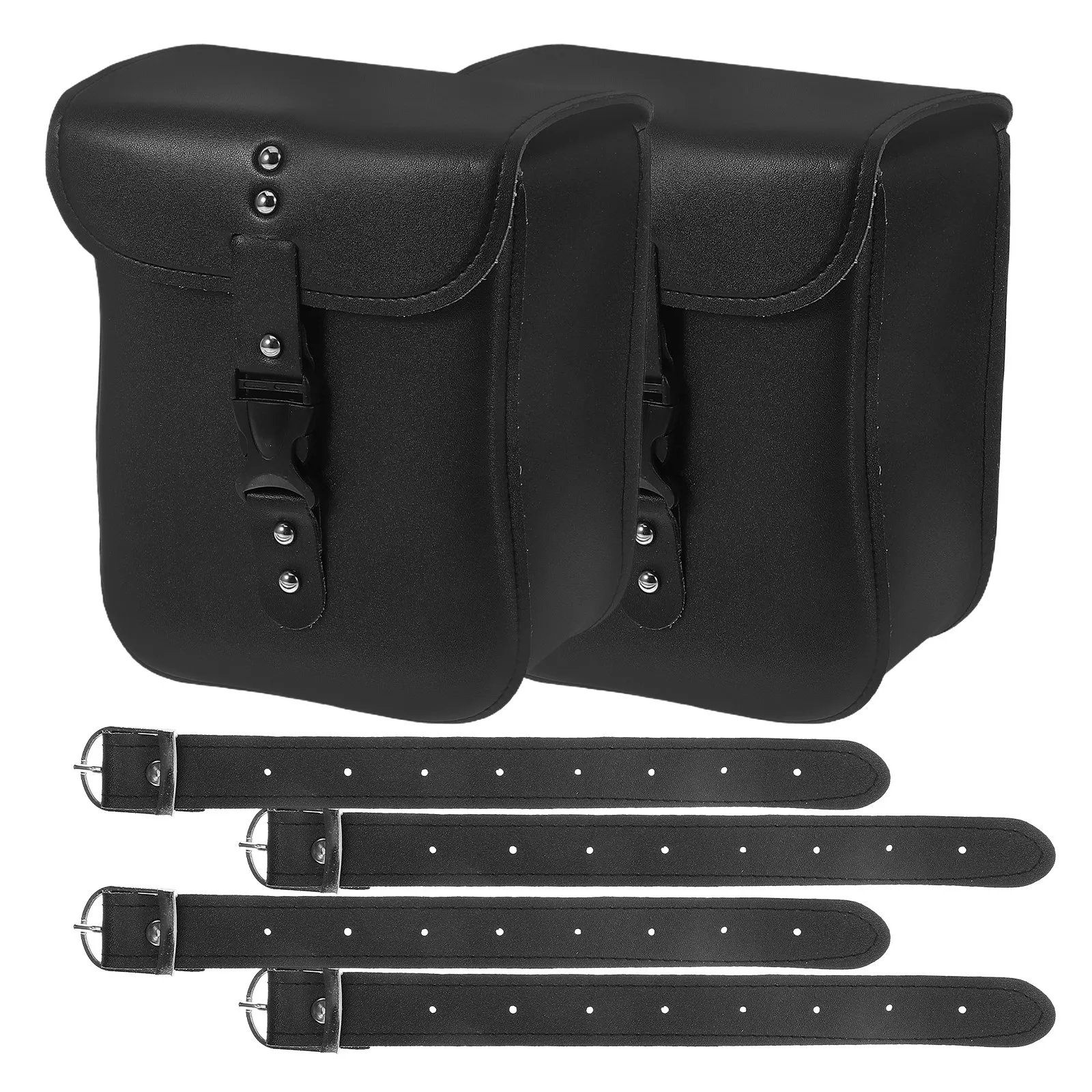 2Pcs Universal PU Motorcycle Front Fork Handlebar Bag Optimal Capacity Waterproof Storage Pouch for E-Bikes Motorcycles Daily