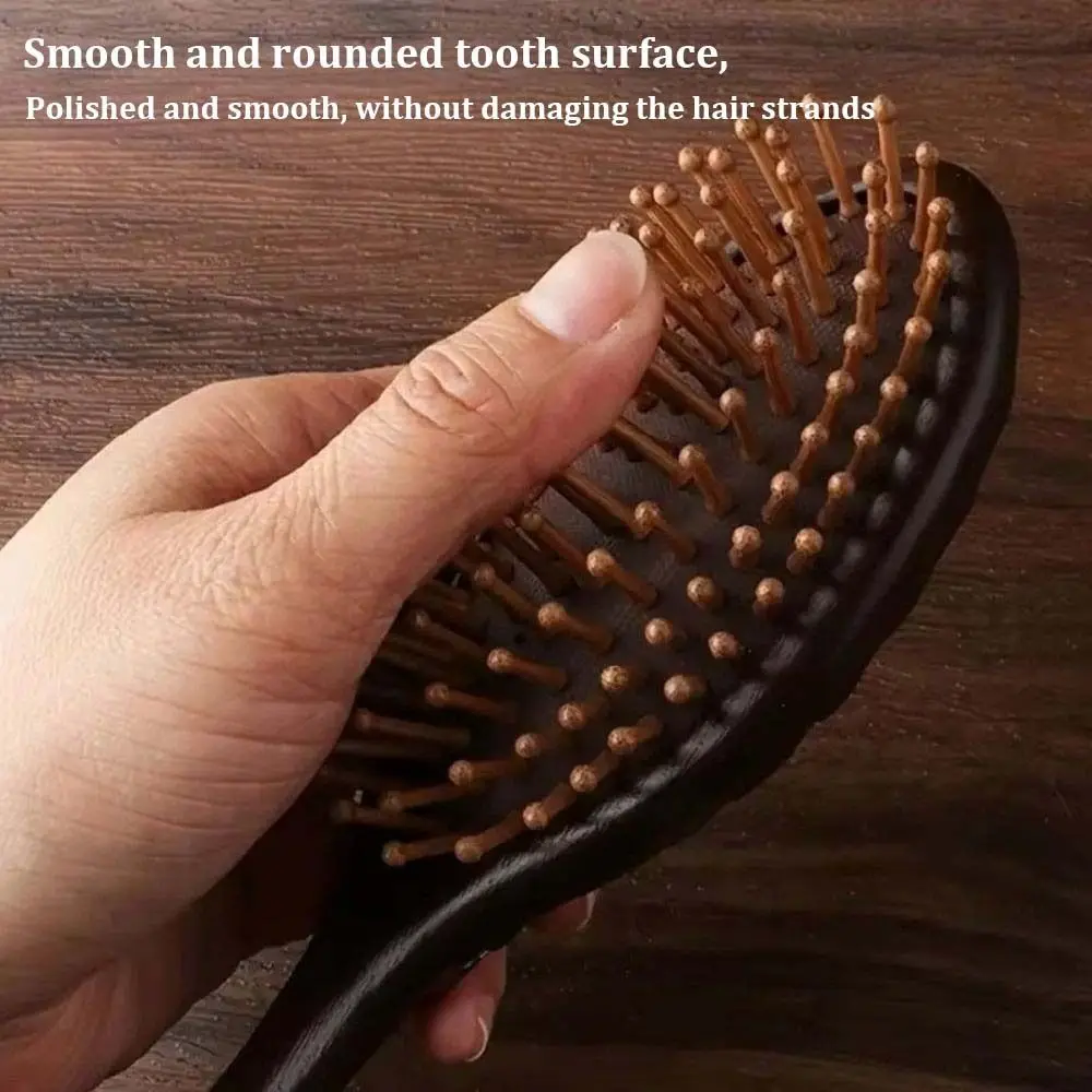 Exquisite Scalp Meridians Relaxation Sandalwood Comb Round Teeth Hand Carved Air Cushion Comb Natural Wooden Hairbrush for Women