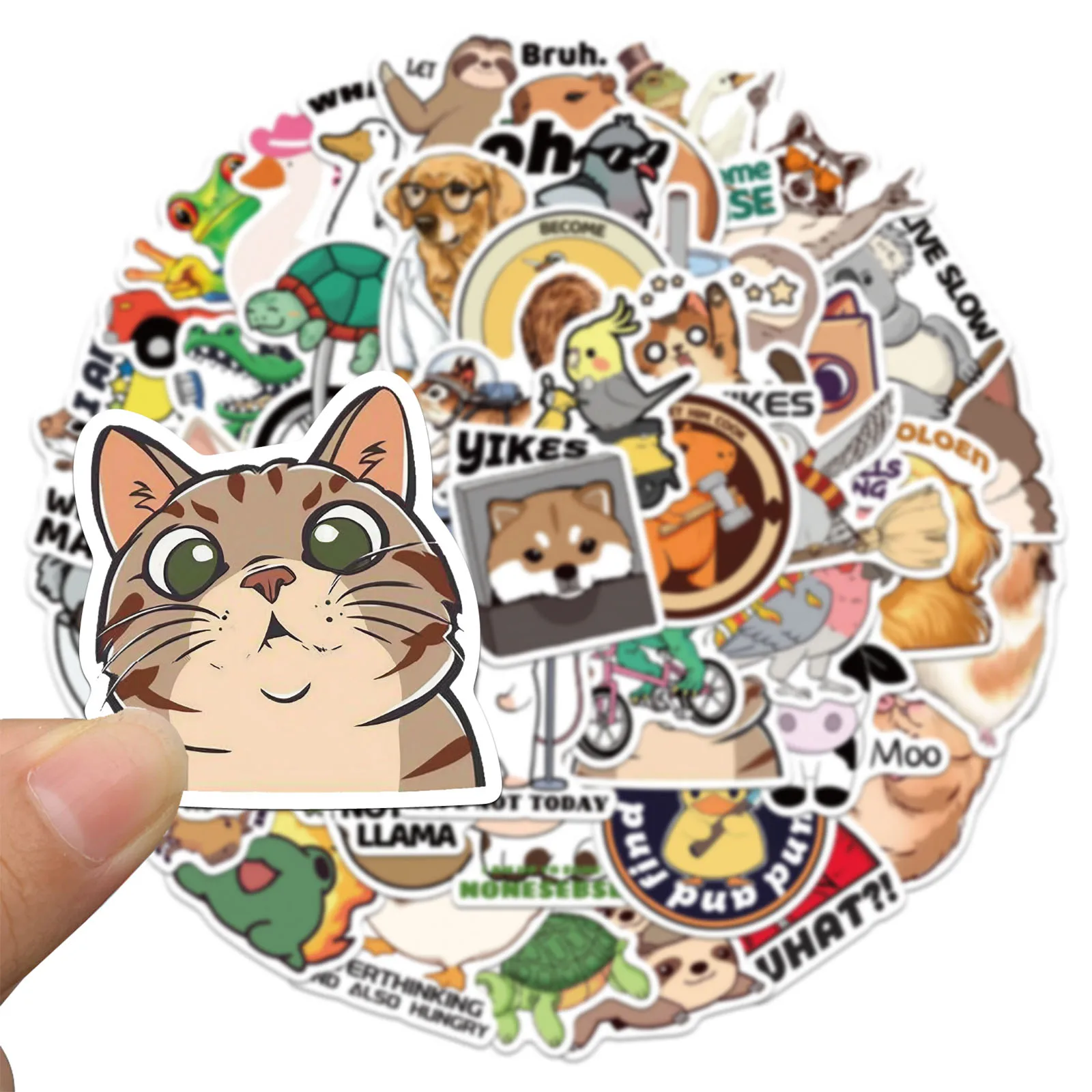 

50 шт. забавные наклейки с животными, милые материалы для аккаунта с животными, чехлы для телефонов, чемоданы для ноутбуков, чашки для воды, водонепроницаемые наклейки