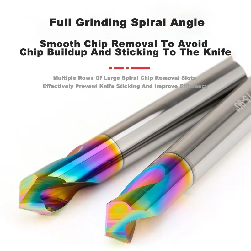 GAMONT HRC65 Tungsten Steel Carbide Colorful Fixed-Point Drill Bit 60°90°120° For Aluminum CNC Chamfer Milling Cutter Tools