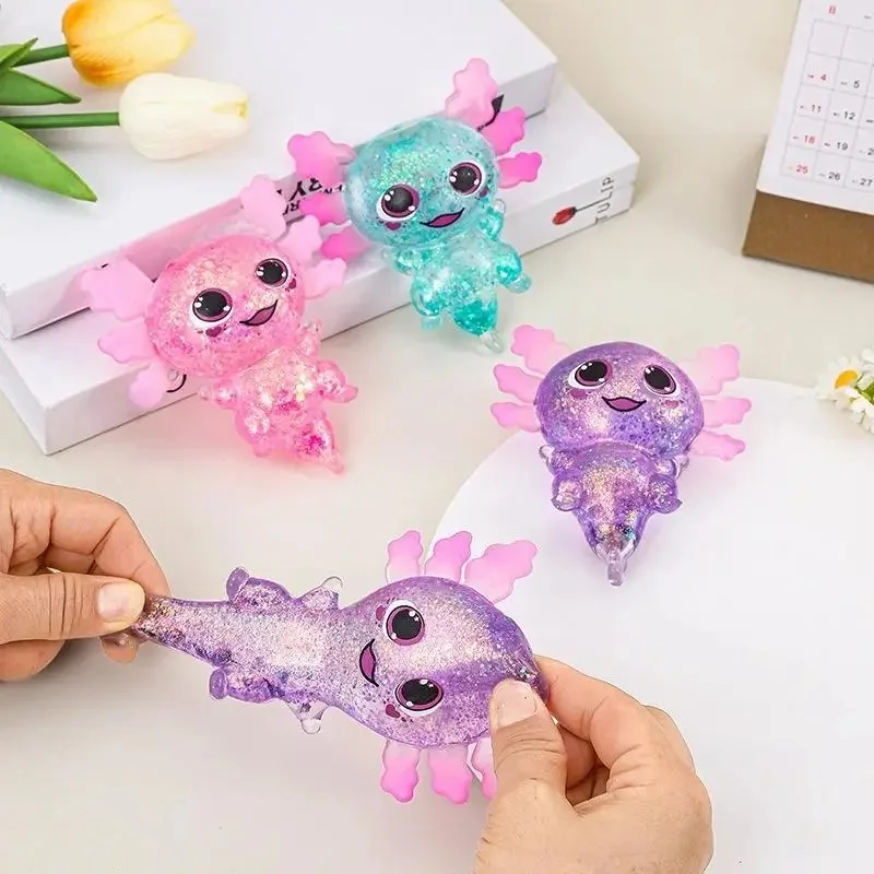Elastic Axolotl Stress‑Relief Ornament Maltose‑colored Salamander Decor Nice Birthday Gift for Party Use