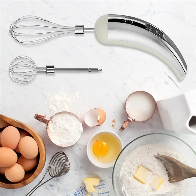 Stainless Steel Electric Egg Liquid Handheld Portable Blender 1 Set Rechargeable Rod For Baking Cooking