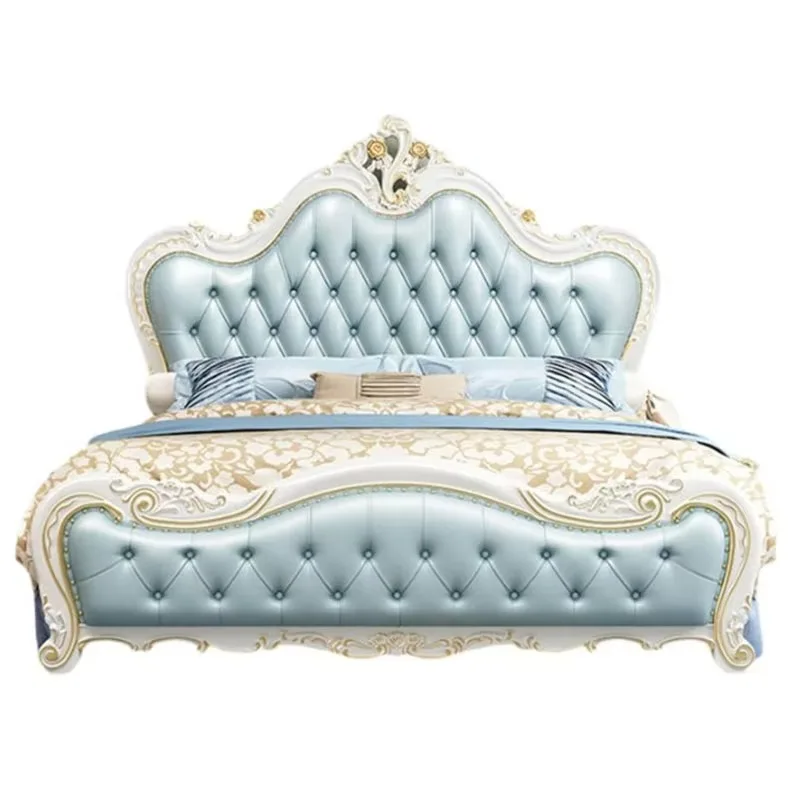 

Designer Double Bed Frame Modern French Style Wood Luxury Queen Bed Frame Bedroom Comferter Letto Matrimoniale Furniture Home