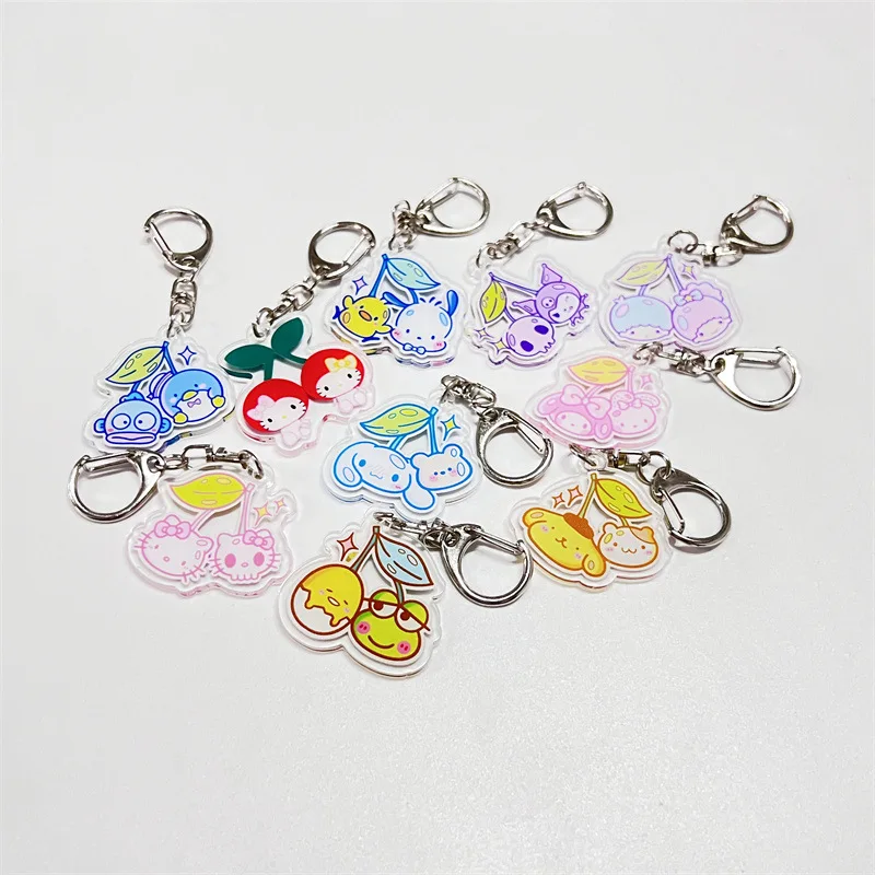 Christmas Hot Anime Sanrio Cherry Series Keychains Cute Cartoon Pendant Decorated Backpack Accessories for Girl Birthday Present