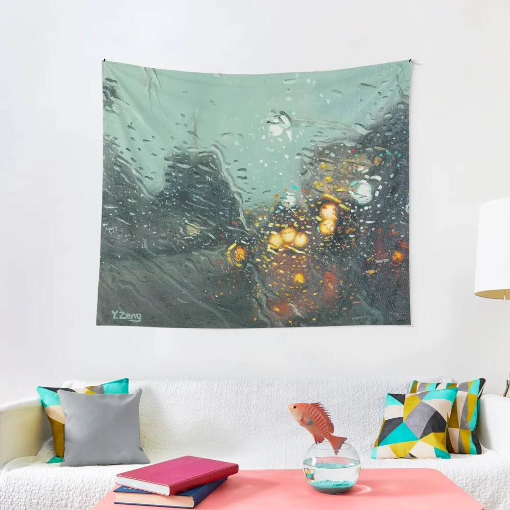 Rainy street oil painting Tapestry Room Decor For Girls Bedroom Decorations Decor For Bedroom Room Decor Korean Style Tapestry