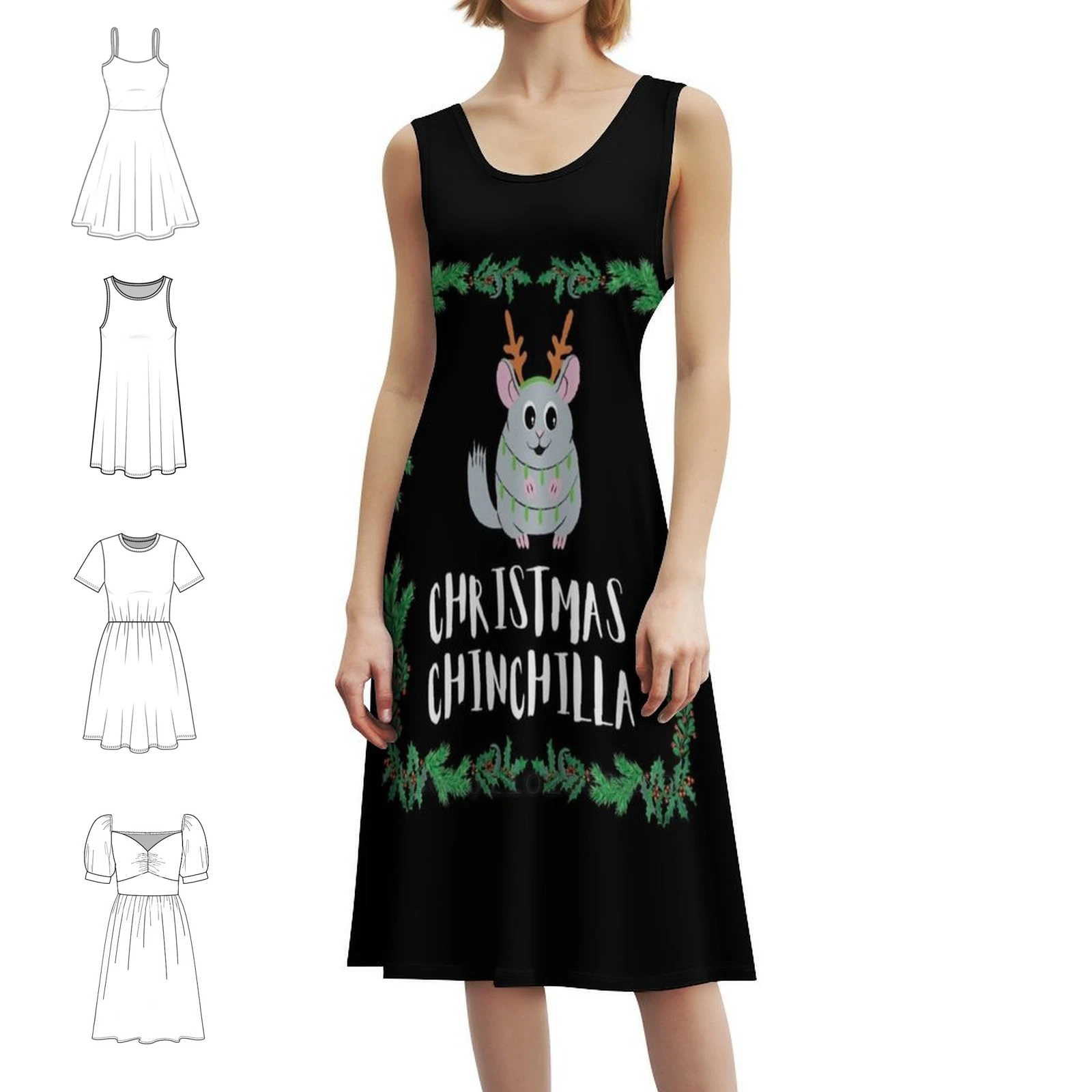 هدية عيد الميلاد لمحبي الحيوانات الأليفة تي شيرت كلاسيكي للسيدات هيب هوب ملابس الشارع الشهير جرافيك طباعة ملابس الحفلات والنوادي شينشيلا