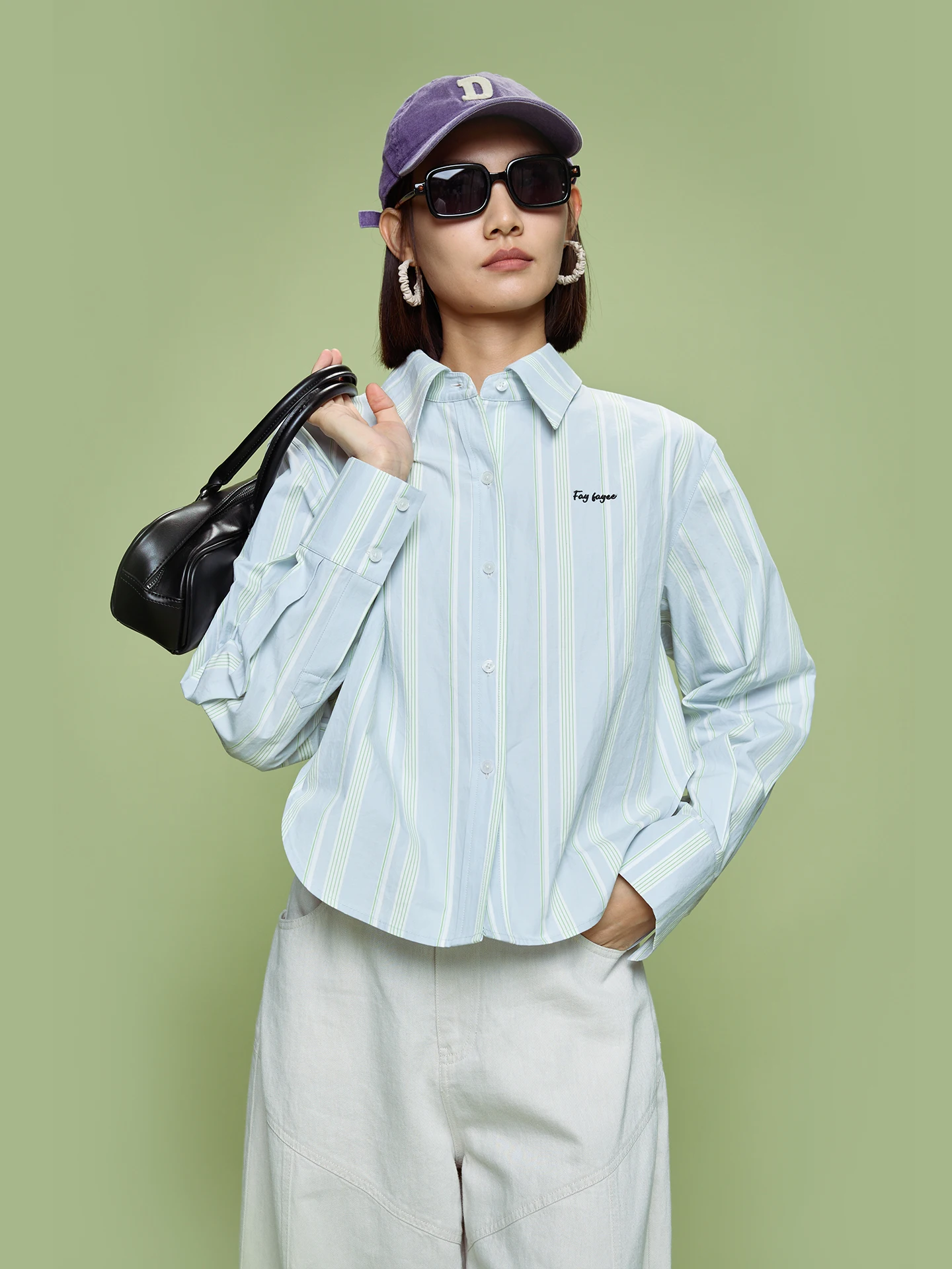 

Cleanfit Stripe irt Women's Spring 2026 New Sle Slimming Loose Cotton Long Sve Casual Faion Faye Paper Figure