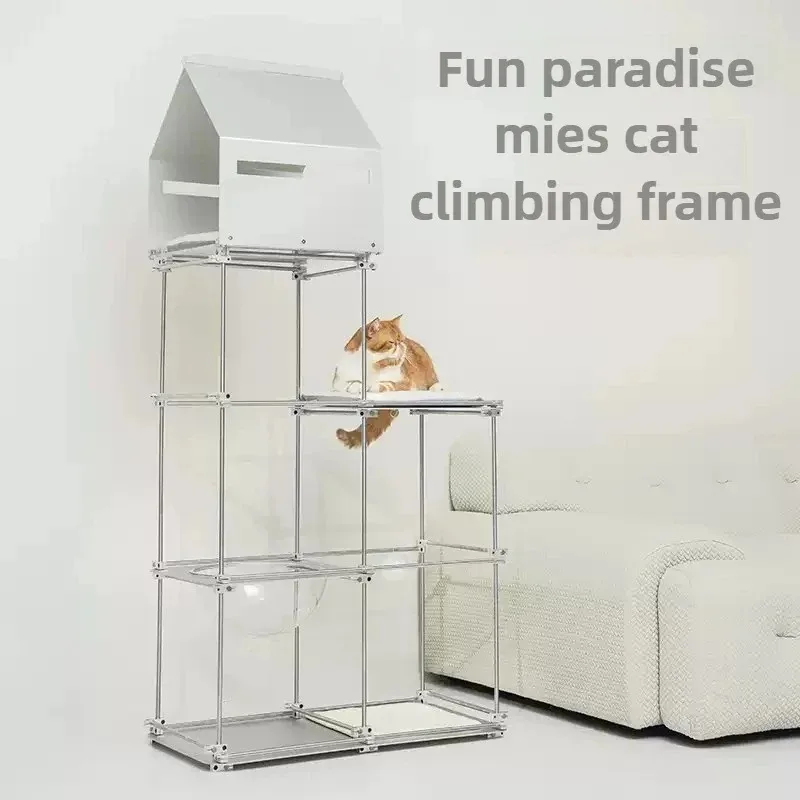 

Multi Functional 4 Layers Trees Cat Climbing Frame Stable Acrylic Cat Nest House Cats Scratcher Board Sisal Pet Accessories