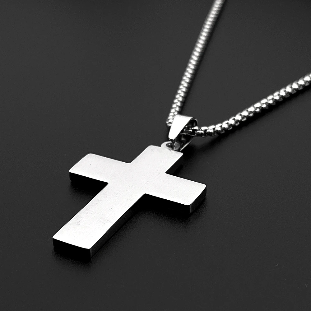 Jesus Christian Faith Letter Script Cross Pendant Necklace for Man Women Stainless Steel Gold Silver Color Chain Amulet Jewelry