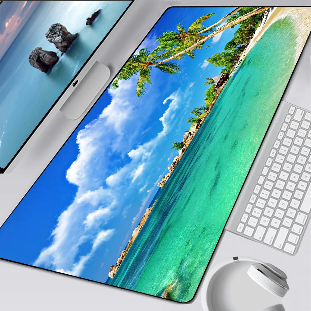 Palm Tree Beach Blue Sky Cloud Large Gaming Mouse Pad Computer Mousepad PC Gamer Mouse Mat Laptop Mausepad Keyboard Mat Desk Pad