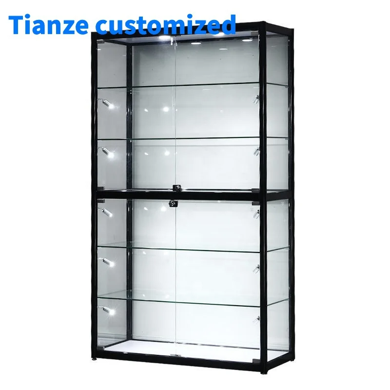 （customized）Boutique Retail Store Furniture Glass Display Cabinet with LED Light Cheap Display Showcases with Lock