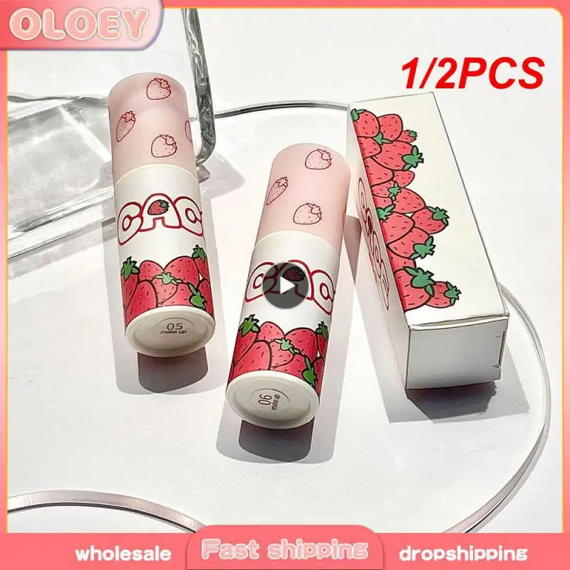 1/2PCS Lovely Strawberry Matte Liquid Lipstick Velvet Red Lip Gloss Long Lasting Non-stick Cup Lip Mud Tint Cream Makeup