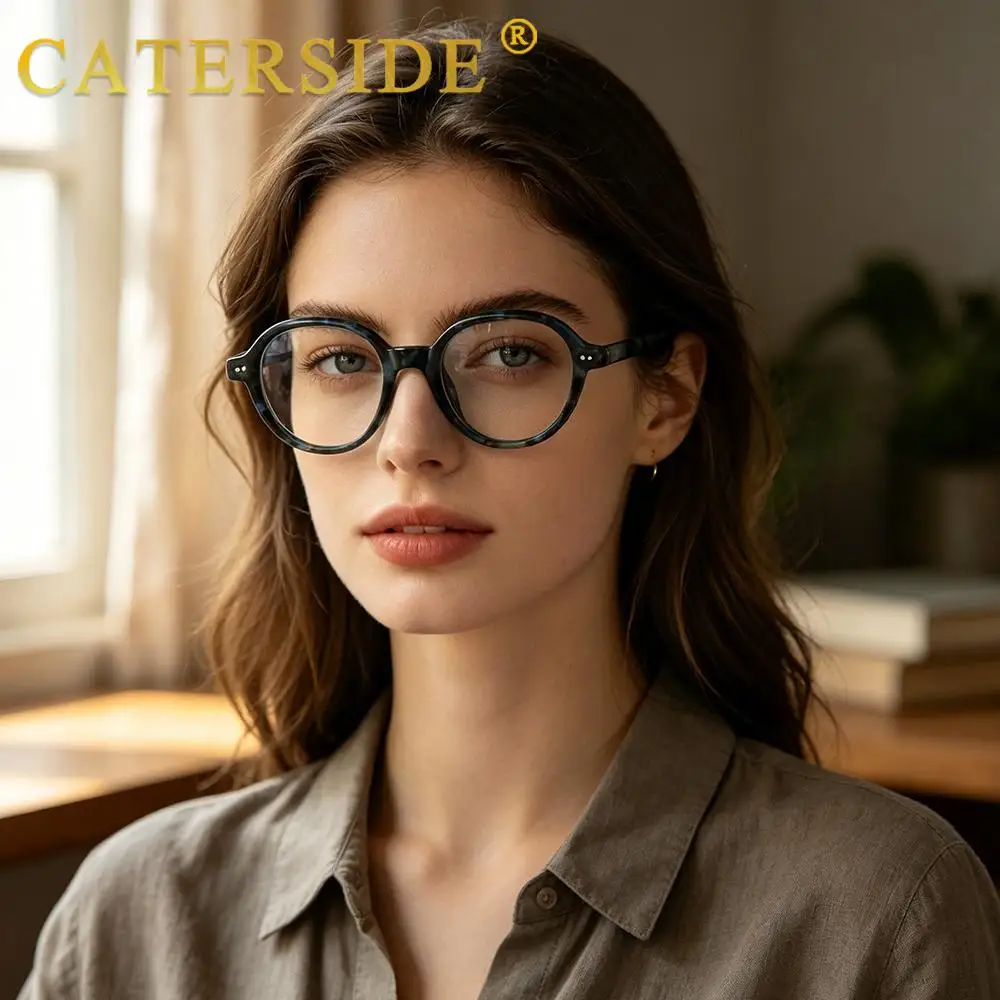 CATERSIDE Retro Damen Anti-Blaulicht-Brille Hochwertige Tr-90 Ovaler Rahmen Herren Outdoor Business Freizeit Urlaub Geschenkbrille – Detail 1