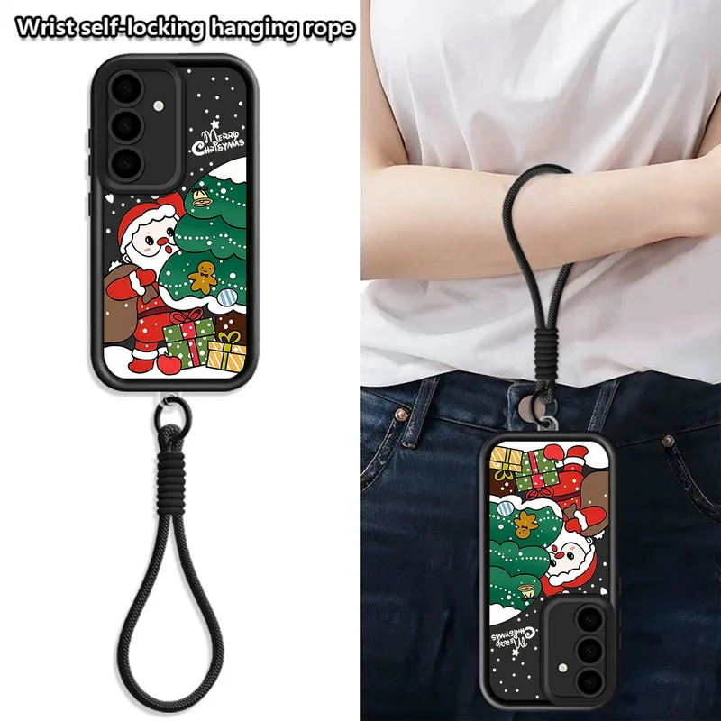 الكرتون سانتا كلوز عيد الميلاد الحبل الحال بالنسبة لسامسونج S25 حافة S24 الترا S23 S22 S21 FE A17 A54 A15 A35 A55 A16 A36 A56 5G كابا