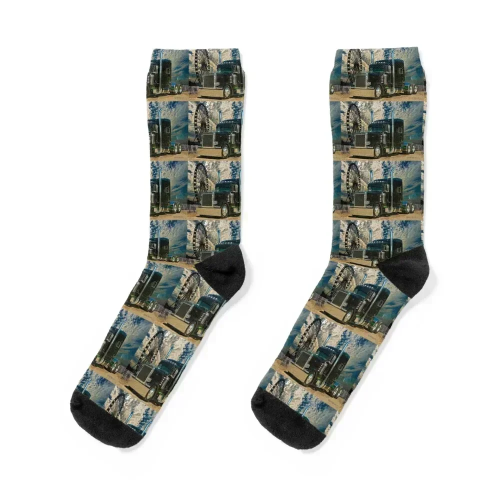 

Black Peterbilt Socks anti slip football sports and leisure football Socks Male Women's
