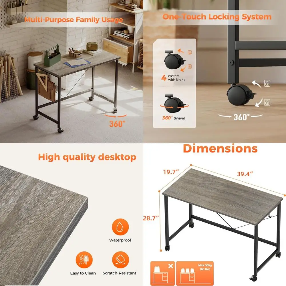 

Компьютерный стол на колесиках, игровой стол для небольших помещений, современный простой стильный стол для домашнего офиса, учебный письменный стол