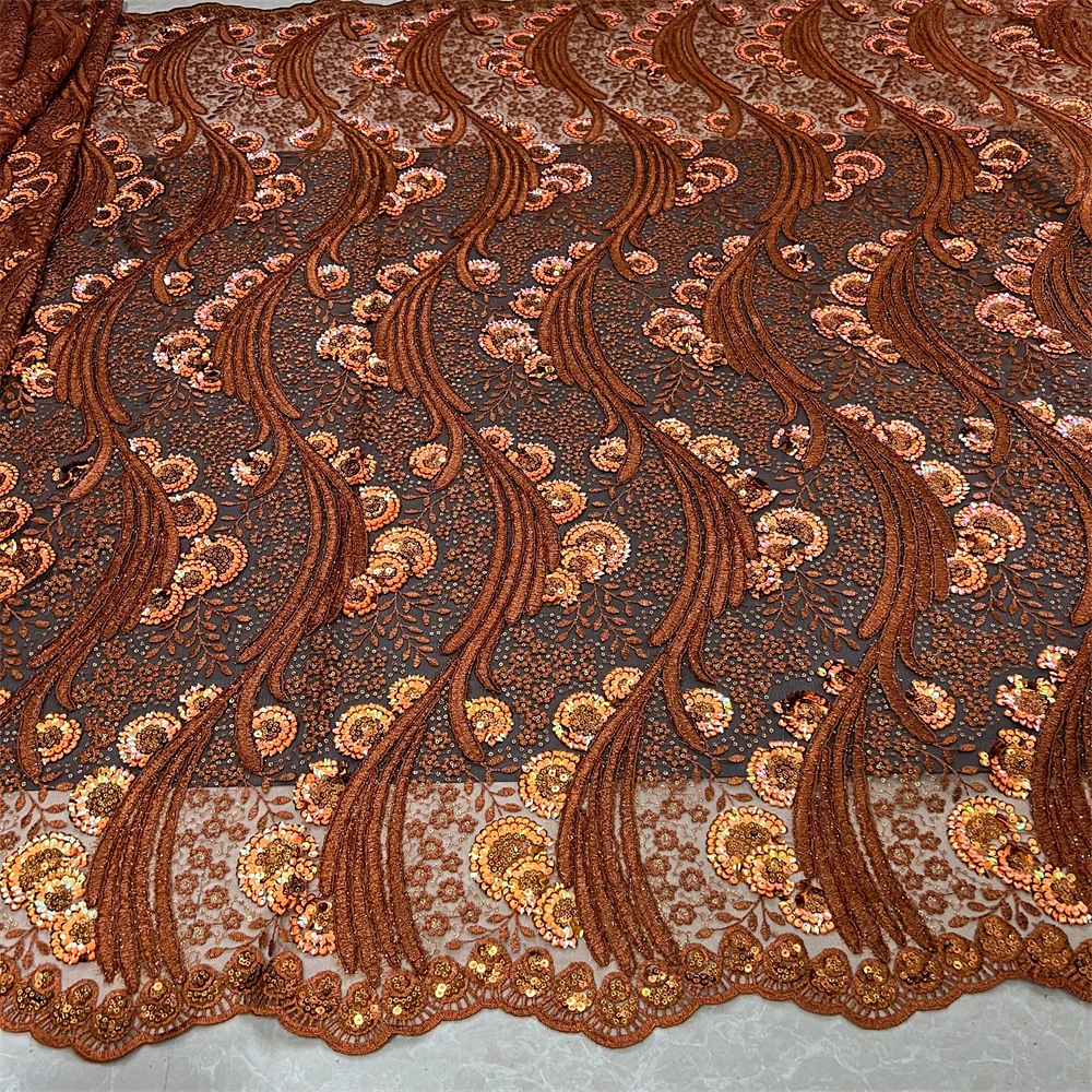 

2026 Высококачественная африканская нигерийская тюлевая кружевная ткань с вышивкой и блестками, французская гипюровая ткань для вечеринок/свадебных платьев, 5 ярдов