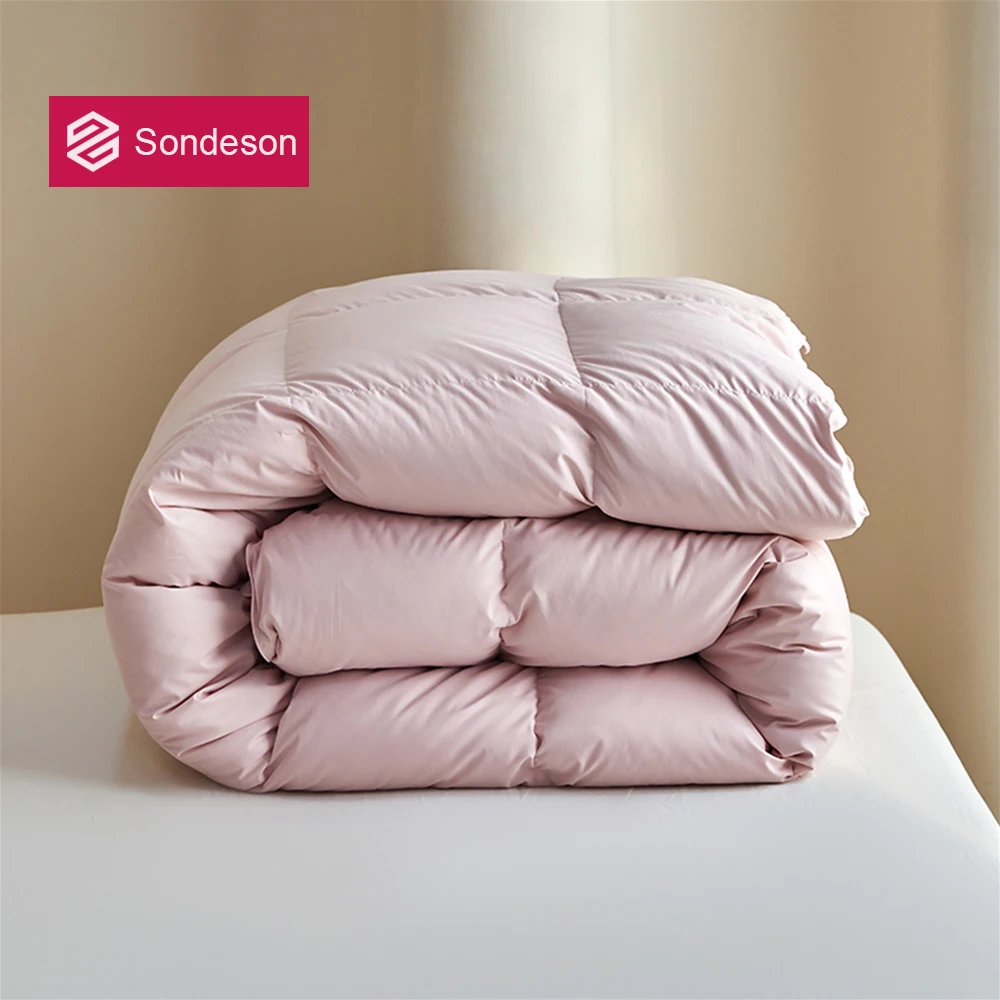 

Sondeson Women Pink 100% Goose Down Duvet Filler 3D Bread Quilt Comforter Queen King All Season Blanket 100% Cotton Shell 1PCS