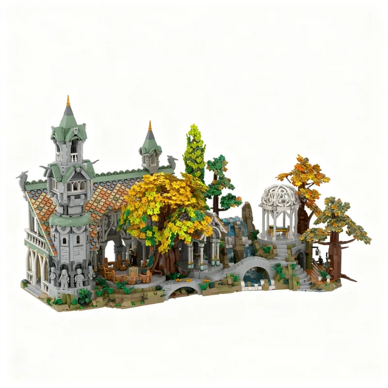 

NEW 1032PCS MOC Fantasy Movie Elven Valley Expansion Model Building Blocks Display DIY Creative Building Blocks Gift Decor Set