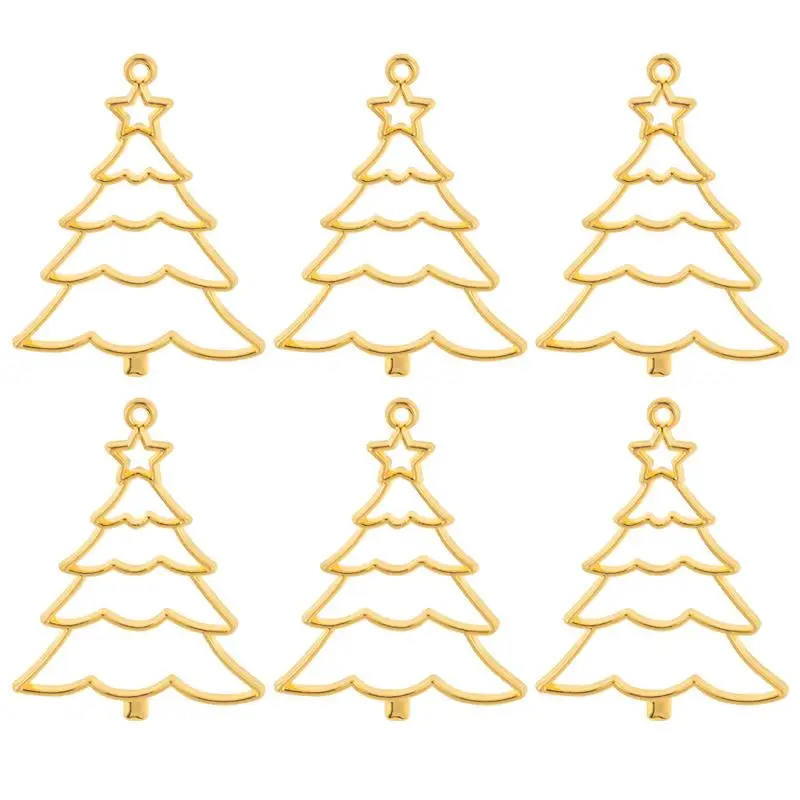 10pcs Christmas Open Bezels Pendants Charms Xmas Tree Resin Frame Pendant Jewelry Making Findings for DIY Craft Earrings