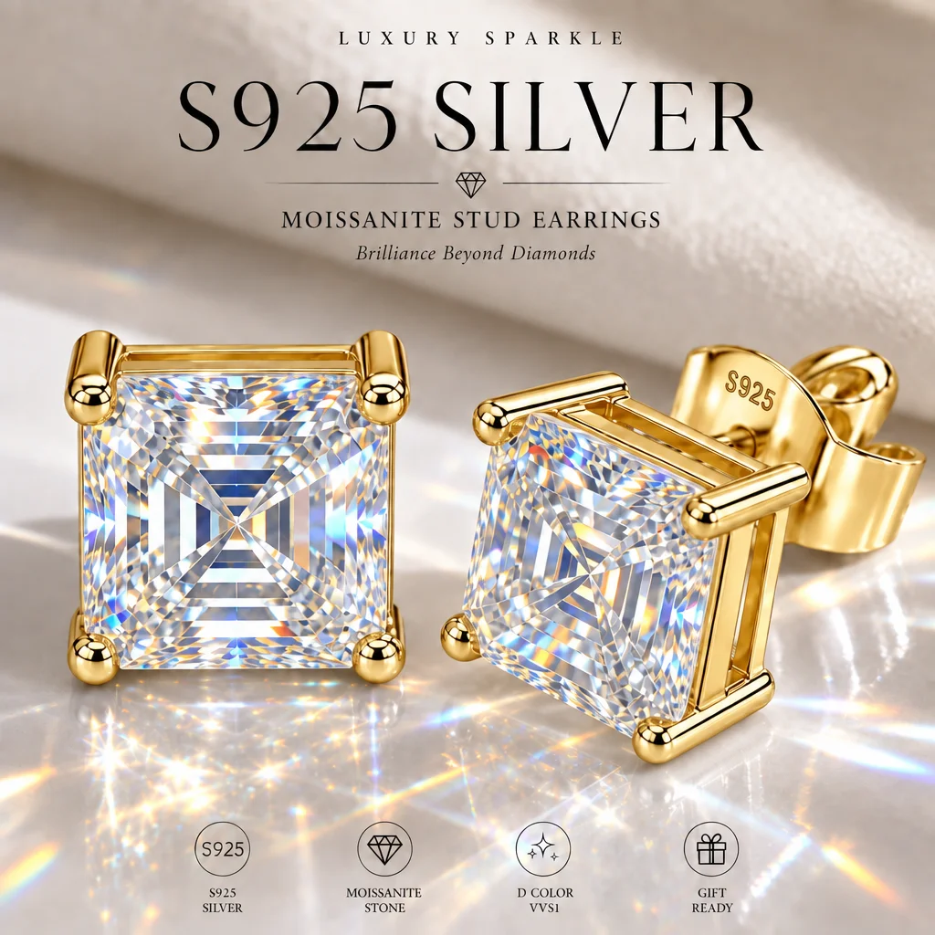 S925 Sterling Silber Strahlende Form 3EX Schliff Zertifizierter 2,0ct Moissanit Damen-Ohrringe Party-Schmuck Geschenke Mit GRA-Zertifikat – Detail 6